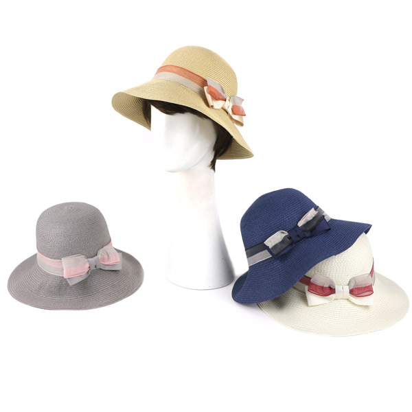 하프 리본 밀짚 모자