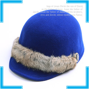 [ENNIS] EFW-004 RABBIT FUR 토끼털 디테일 펠트 승마 모자 # BLUE